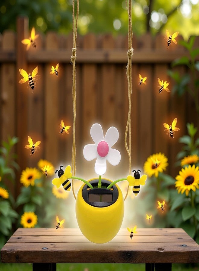 Mozff Yellow for Apple Blossom Solar Dancing Flower Sunflower Toy, Figurines Ornament, Car Swinging Decoration, Windowsill Honey Bee Swing, Solar Power Kits, Decorations - Image 5